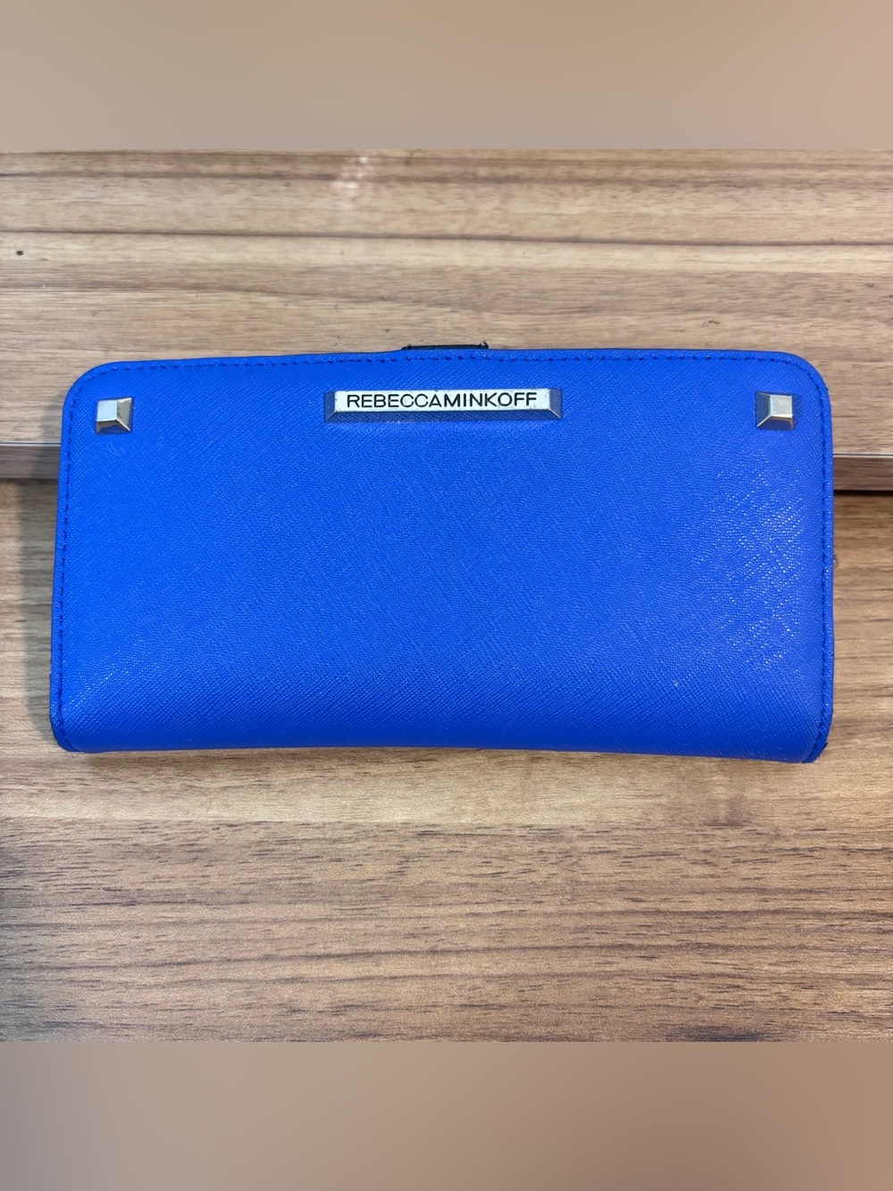 Rebecca Minkoff Blue Wallet Gold Hardware Studded Snap Cards, ID, Cash, Coins